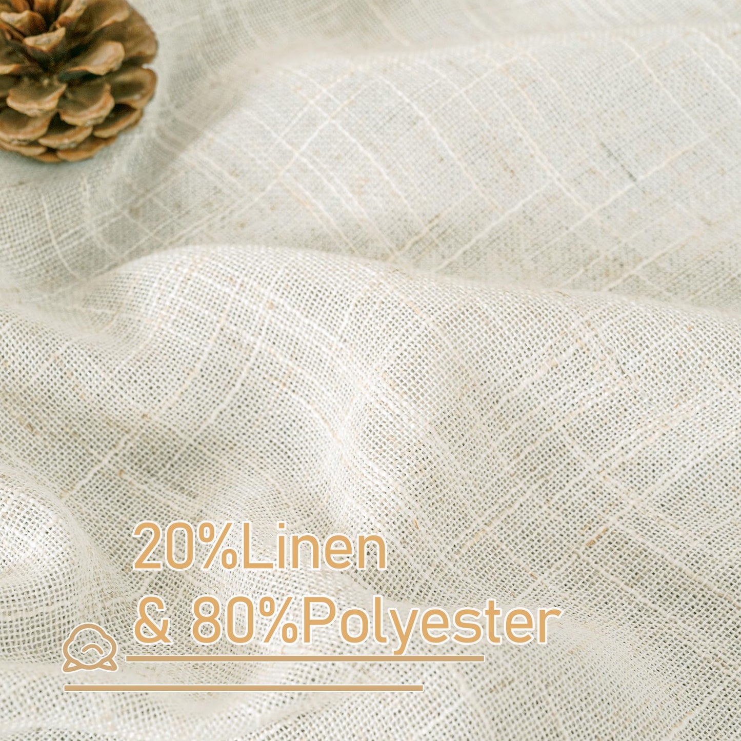 LAMIT Linen Semi Sheer Curtains 63 Inch Length 2 Panels, Light Filtering Neutral Window Bedroom Curtains Farmhouse Boho Bronze Grommet Drapes for Living Room/Dining Room, Cream, 34 x 63 Inch