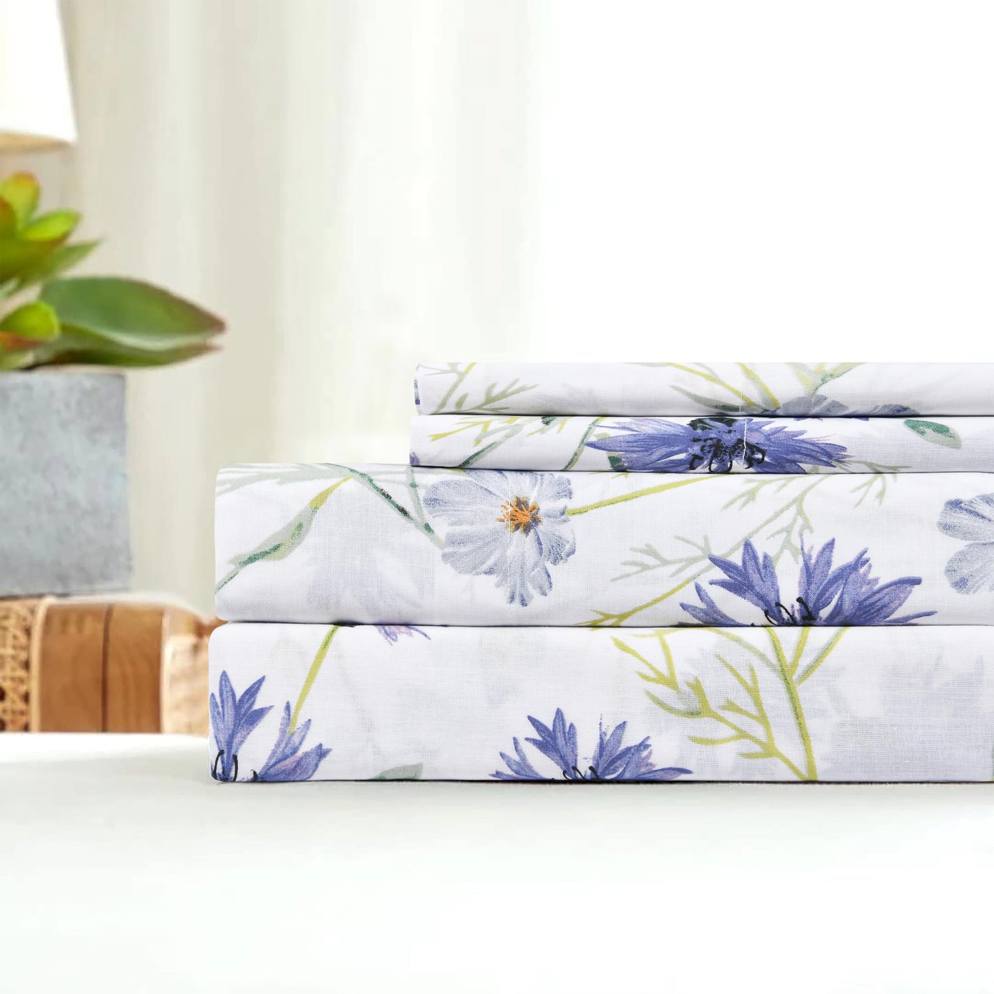 Sleepdown Cotton Bed Sheet Set - Lavender, King