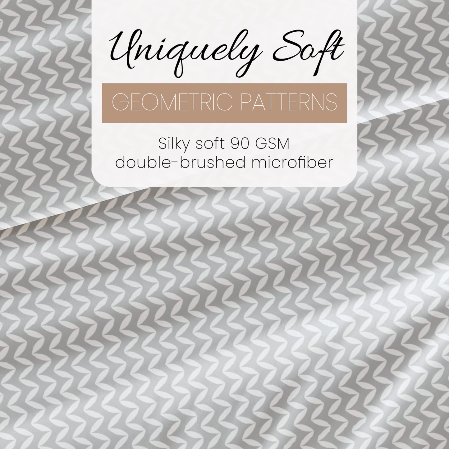 Linen Market Double-Brushed Patterned Microfiber Full Sheet Set 4 Piece – Oeko-TEX Certified Ultra Soft & Wrinkle-Free - 16" Deep Pocket Sheets - Easy Care Full Size - Puffed Chevron Light Gray