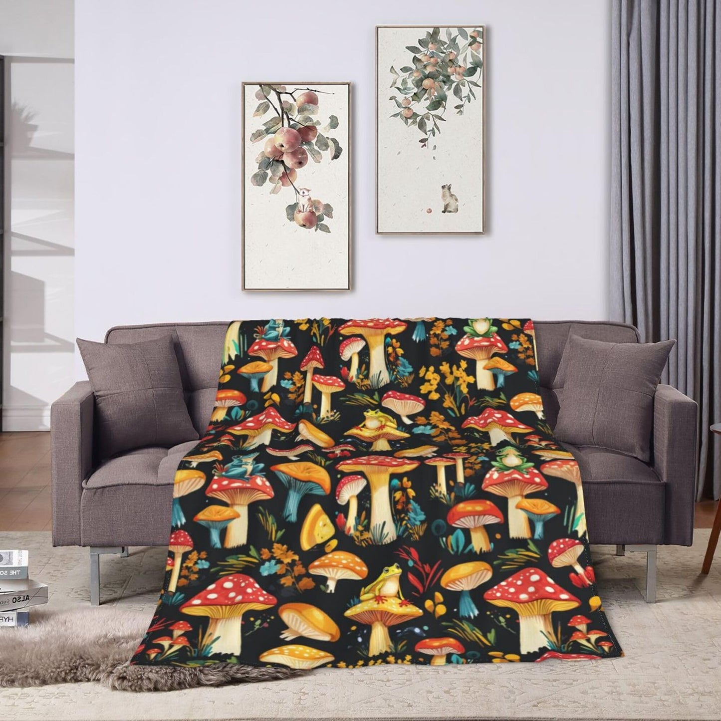 Mushroom Blanket Mushroom Decor Cozy Animal Throw Super Soft Plush Flannel Fleece Blanket Gift for Kids Adults Men Women Ultra Warm & Lightweight Flannel, 50"X40"