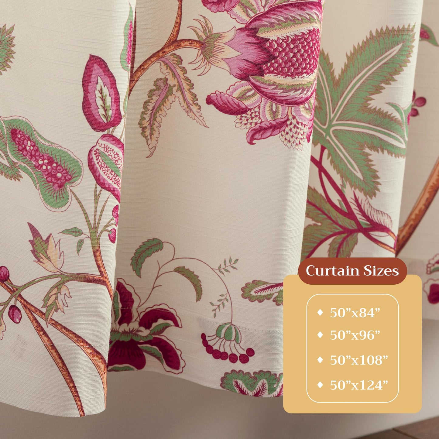 Maison d' Hermine Curtains for Living Room 100% Cotton 96 inch Length One Panel Light Filtering Curtains for Windows with Rod and Loop Pockets Spring Summer (Chantilly, 50" W x 96" L)