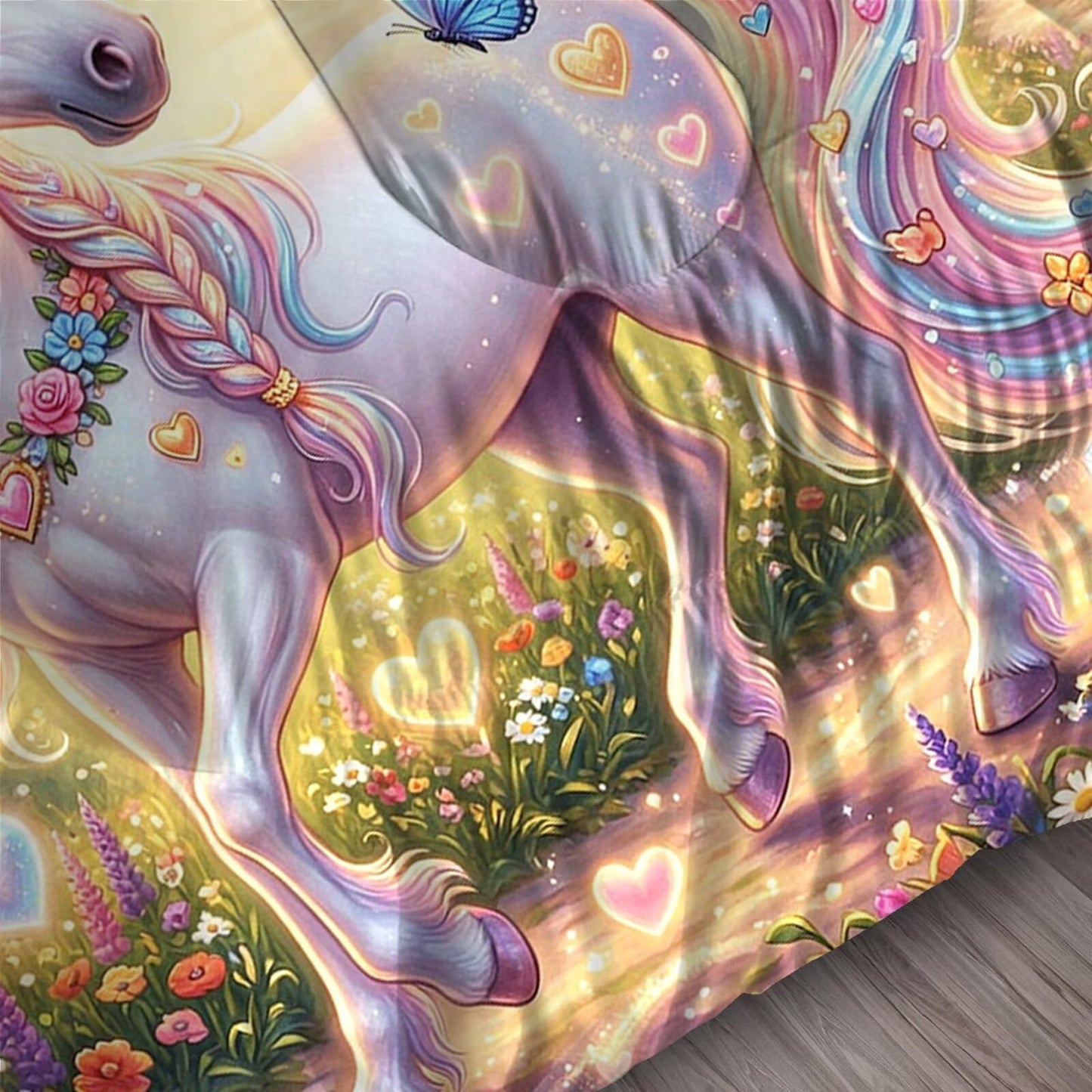 FUYEUN Unicorn King Comforter Set with Sheets for Kids Boys Girls Dreamy Rainbow Print 7 Pieces Cute Bedding Set Cartoon Animal Bed in a Bag Princess Room Decor