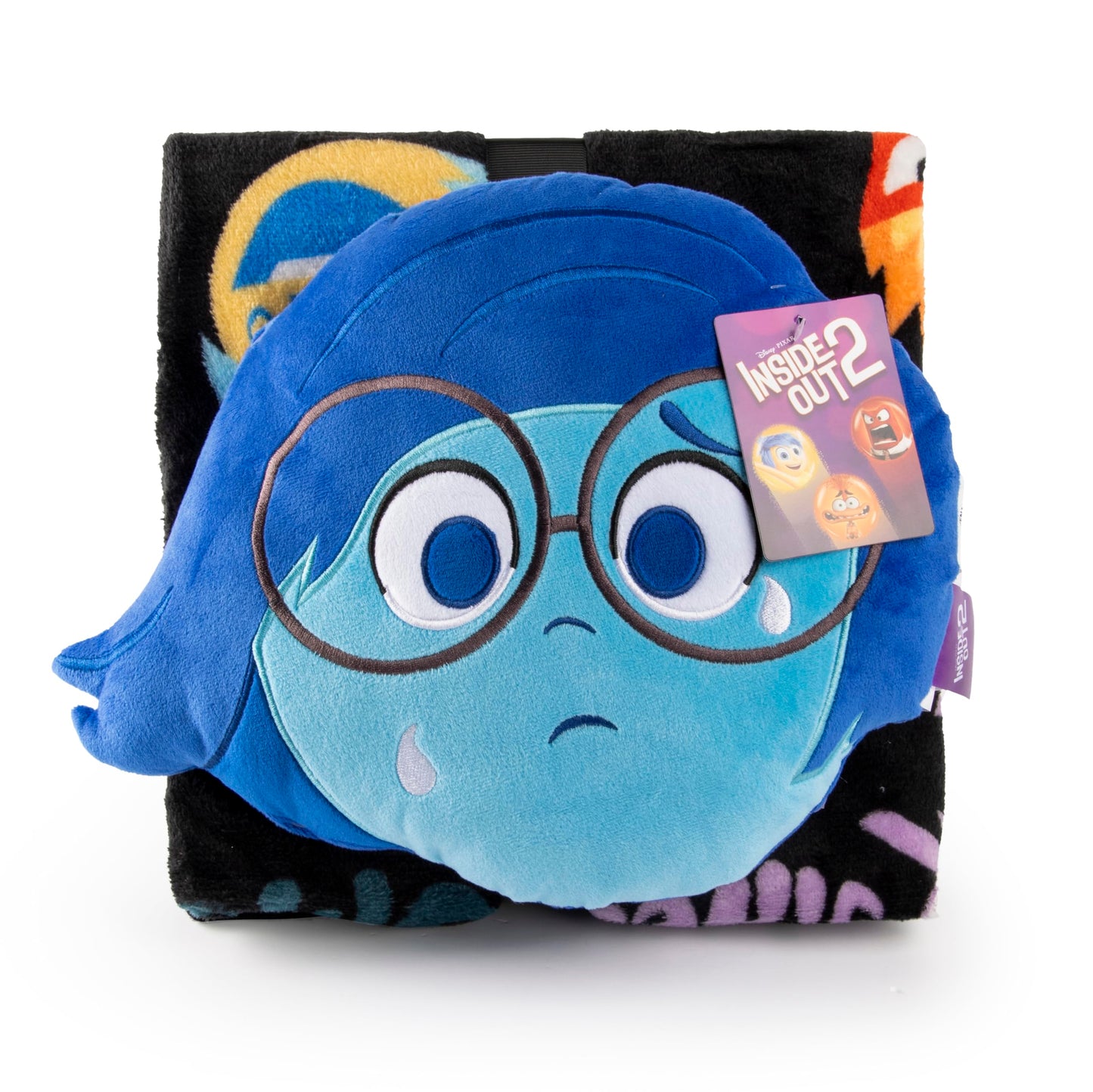 Jay Franco Disney Pixar Inside Out Sadness Nogginz Set - 40 x 50 Inch Lightweight Travel Throw Blanket & Pillow - Kids Super Soft 2 Piece Bedding Set