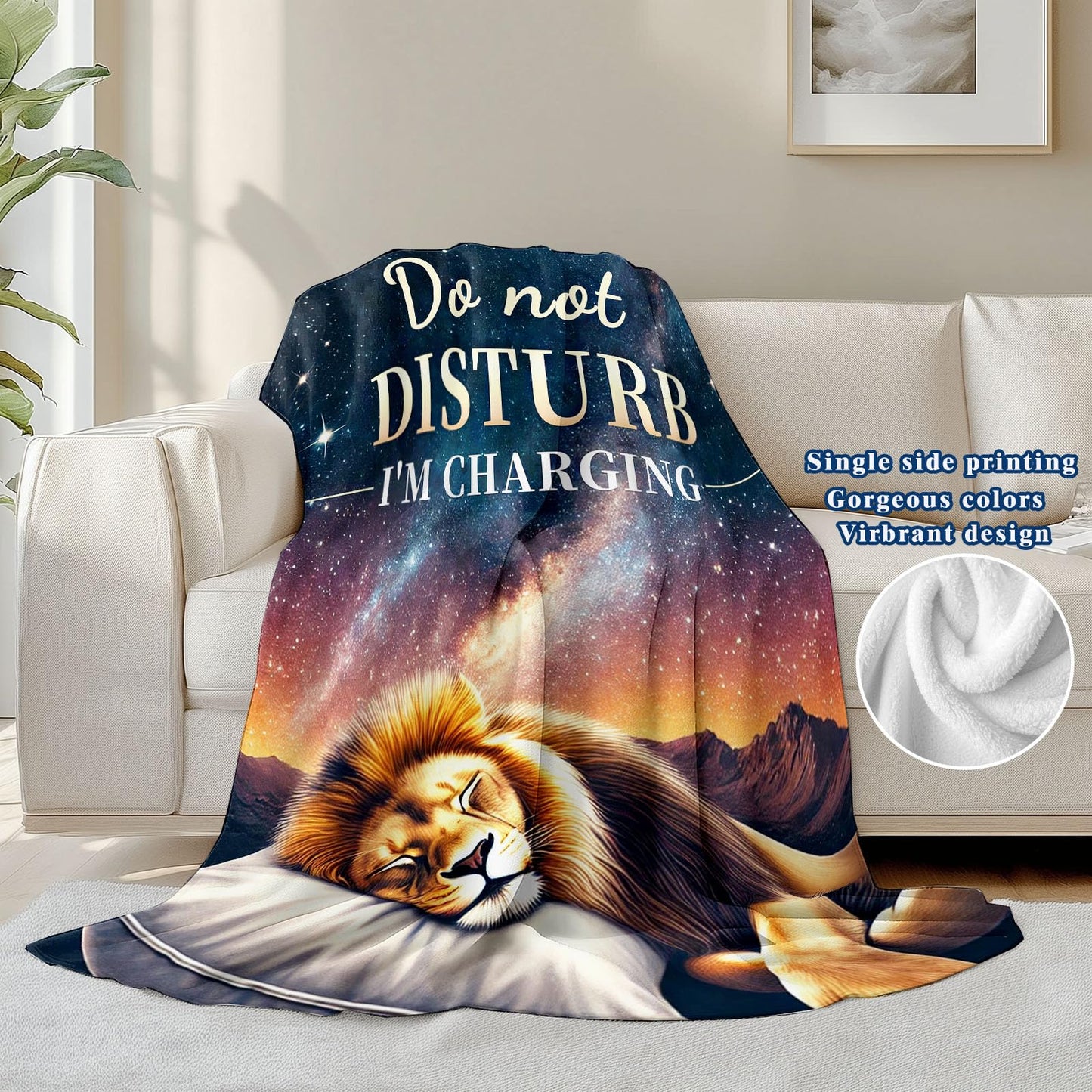 keepitcozi Lion Throw Blanket for Adult Kids, Lion Lovers Gifts Blanket Cute Animal Home Room Decor, Flannel Soft Blanket for Bed Couch 50"x60"