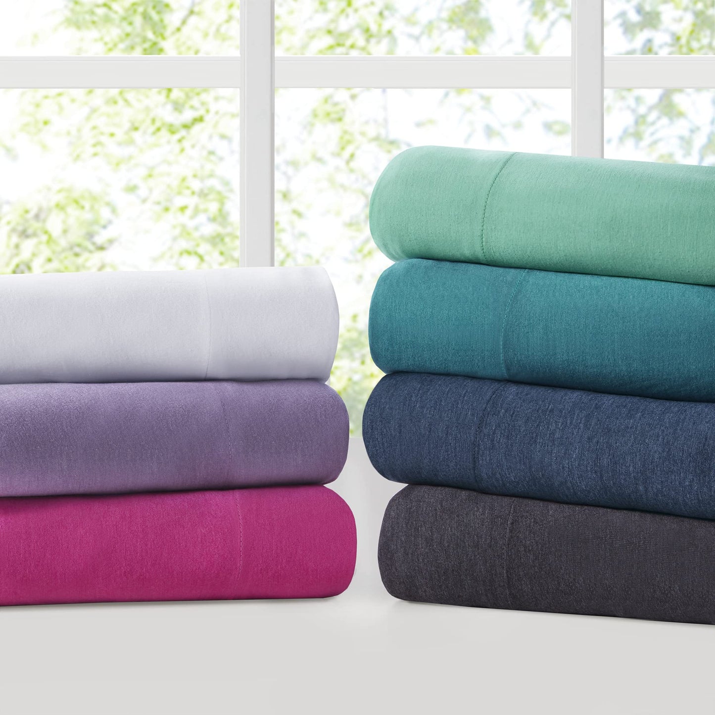 Intelligent Design Cotton Blend Jersey Knit Bed Sheet Set Wrinkle Resistant, Soft Sheets with 14" Deep Pocket, All Season, Cozy Bedding-Set, Matching Pillow Case, Twin XL, Aqua 3 Piece