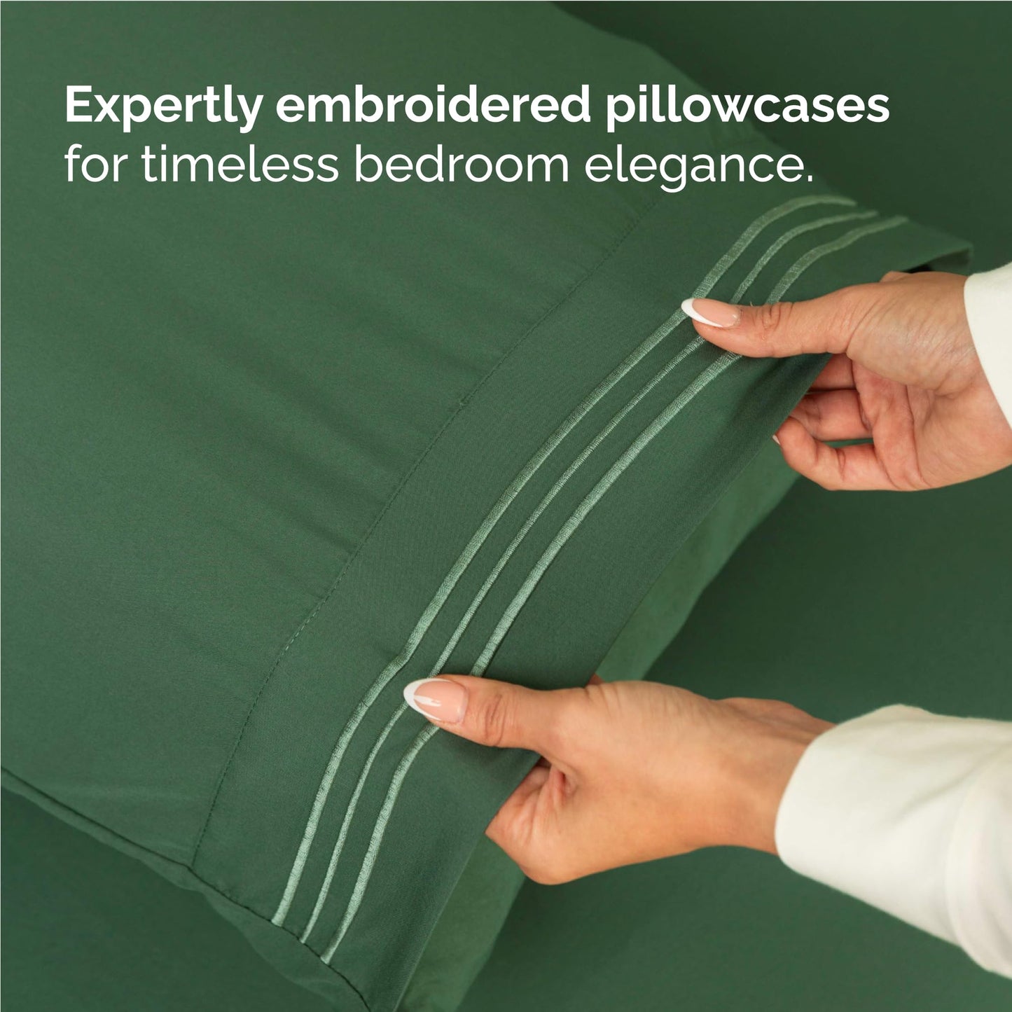Full Size 4 Piece Sheet Set - Comfy Breathable & Cooling Sheets - Hotel Luxury Bed Sheets for Women & Men - Deep Pockets, Easy-Fit, Soft & Wrinkle Free Sheets - Emerald Green Oeko-Tex Bed Sheet Set