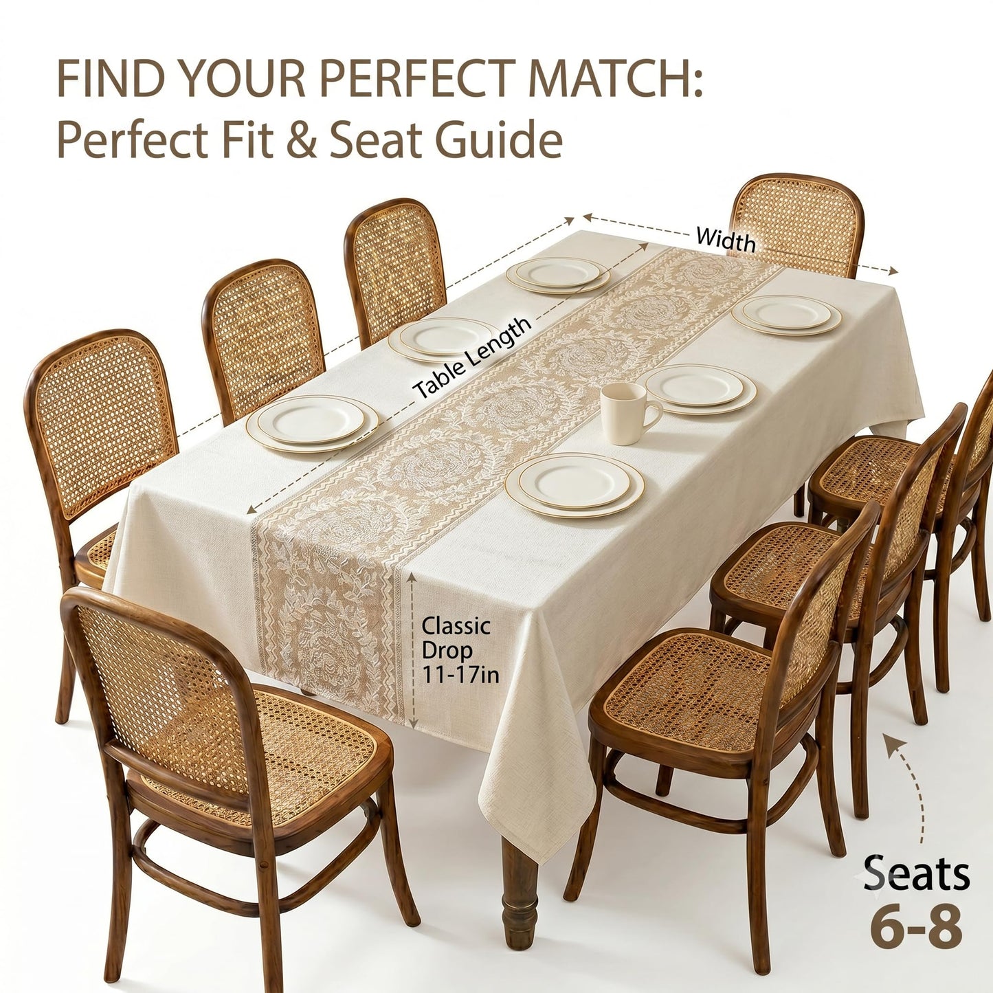 UWWGKK Nordic Beige Linen Tablecloth, Heavy-Duty Rectangle Cover