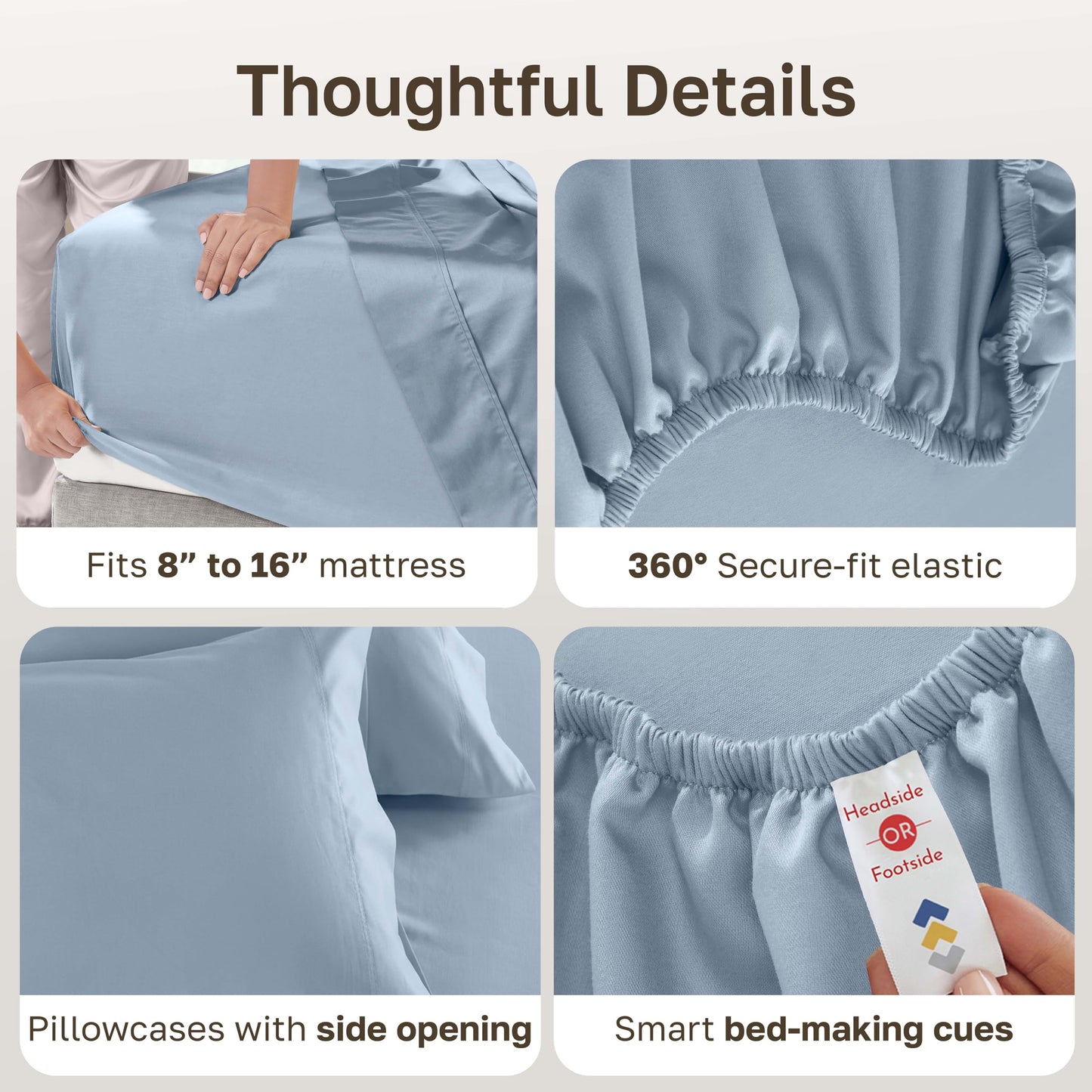 California Design Den - Luxury Full Size Sheet Set - 100% Cotton, 600 Thread Count Deep Pocket Full Size Bed Sheets, Sateen Weave - Blue