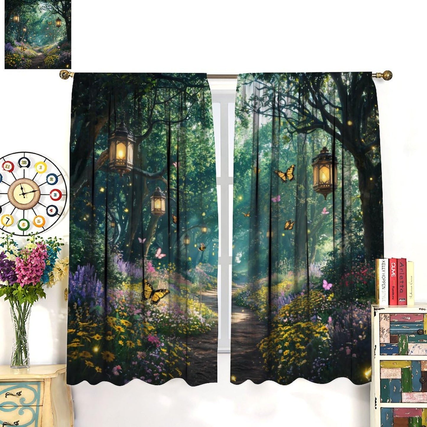 UFUH Fantasy Forest Curtains,Nature Spring Scenery Landscape Blackout Window Treatments for Bedroom Living Room,2 Panels Set Total Size 42 x 45 Inch