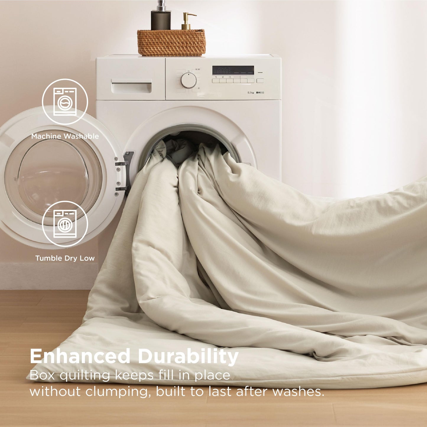 Bedsure Removable Cover with Comforter Duvet Insert King - 4 Pieces Beige Prewashed Soft Bedding Set for All Seasons Use, Includes 1 Duvet Cover, 1 Comforter, 2 Pillow Shams