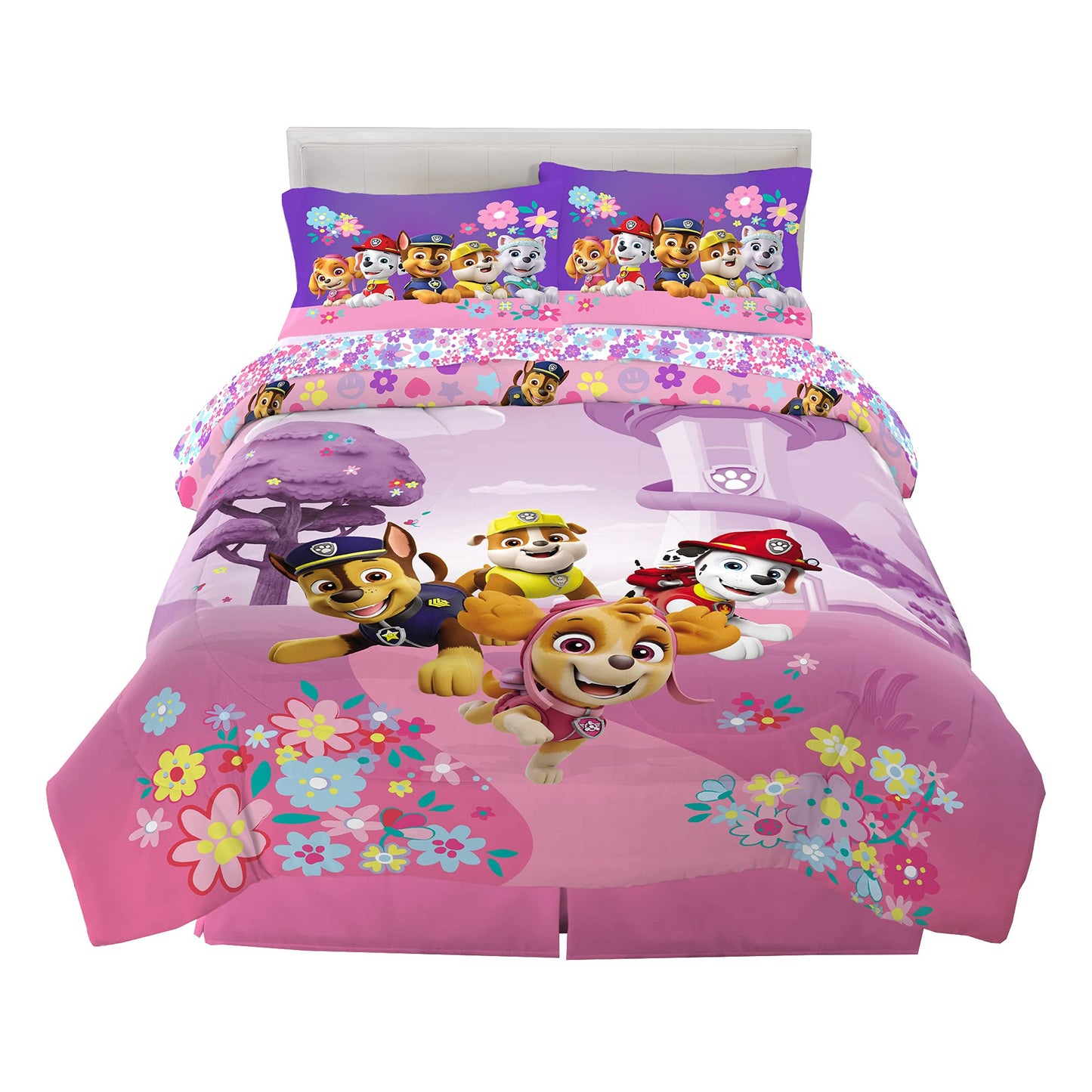 Franco Kids Bedding Super Soft Comforter and Sheet Set, 5 Piece Full Size, Paw Patrol Girls
