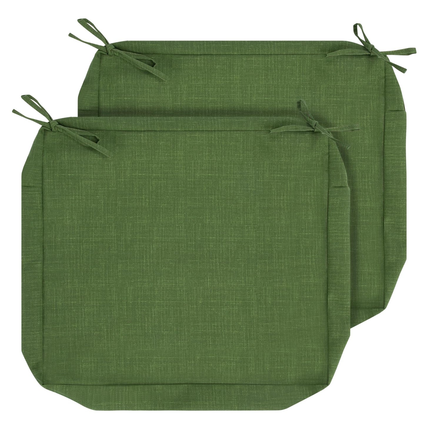 IN4 Care Patio Cushion Covers with Ties, 2 Pack, Outdoor Water Resistant Deep Seat Chair Cushion Slipcover 22x20x4 Inch for Garden Couch Sofa (Replacement Cover Only)-Tropical Linen Green