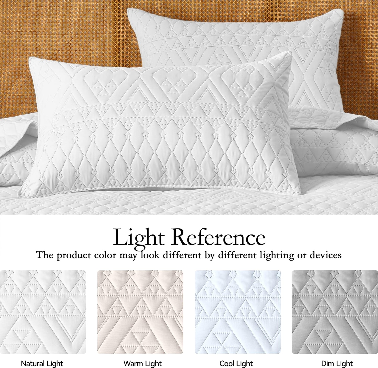 akkialla King/Cal King Size Quilt Bedding Set,White Lightweight Microfiber Soft Bedspread,Modern Style Geometric Pattern Coverlet Set for All Seasons,3 Piece(1 Quilt,2 Pillow Shams)