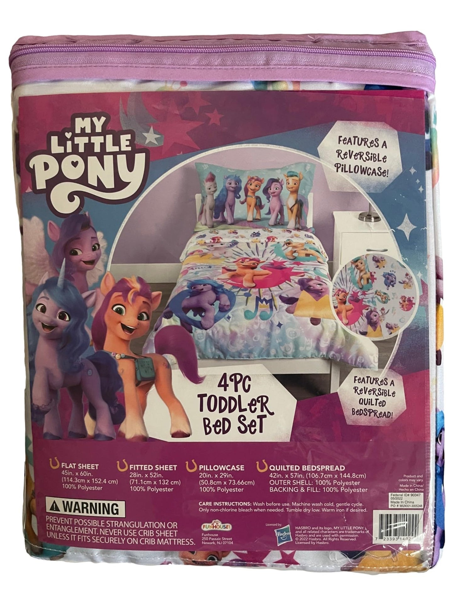 My Little Pony 4 Piece Toddler Bedding Set - Includes Quilted Comforter, Fitted Sheet, Top Sheet, and Pillow Case - My Little Pony Character Design for Toddler Bed