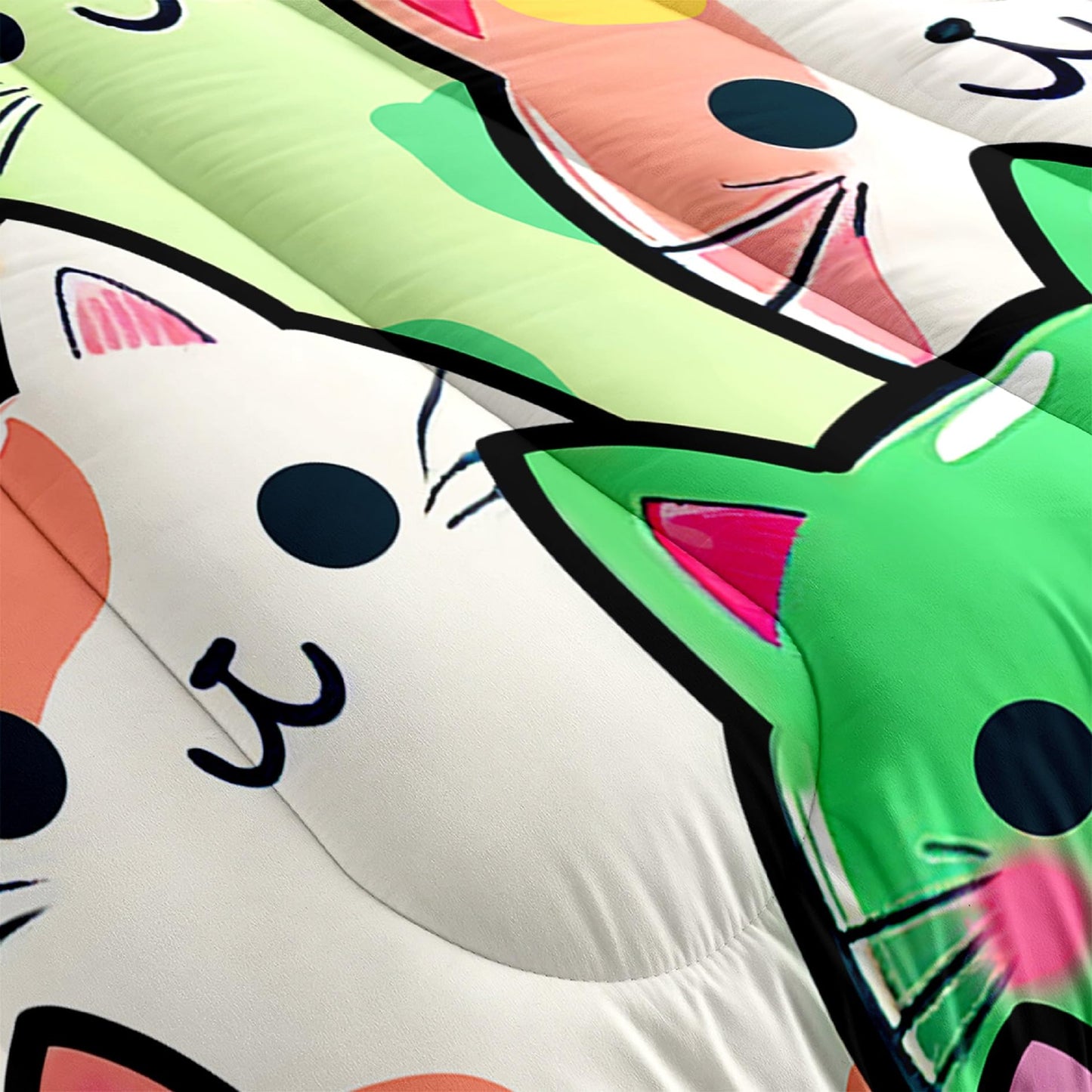 Jiospet Cat Bedding Set - Full Size Comforter, 2 Pillowcases for Girls, Soft Breathable Polyester, Machine Washable, Cat Themed Bedding for Kids Room Decor, Birthday & Holiday Gift
