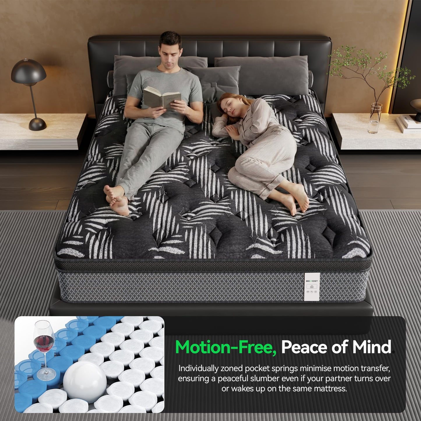 Behost 10 Inch Twin Mattress, Hybrid Mattresses in a Box with Pocket Springs & Gel Memory Foam, Medium Firm Breathable Bed Mattress with Edge Support & Motion Isolation, CertiPUR-US Certified