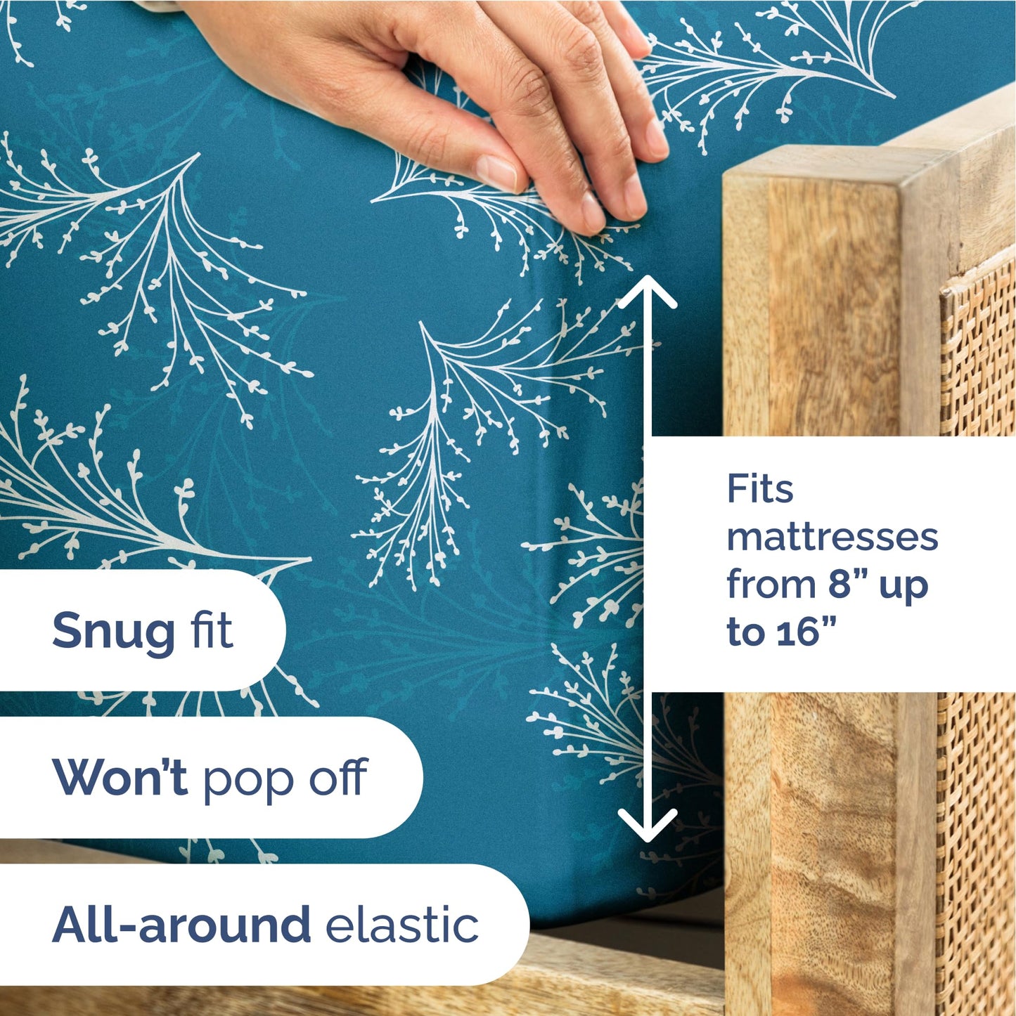 Floral Sheets - Blue & White Floral Bed Sheet Set - 1 Flat, 1 Fitted & 2 Pillowcases w/ Deep Pockets - Wrinkle & Fade Free - Boho Botanical Bedding - Ultra-Soft, Breathable & Cooling - King Size Set