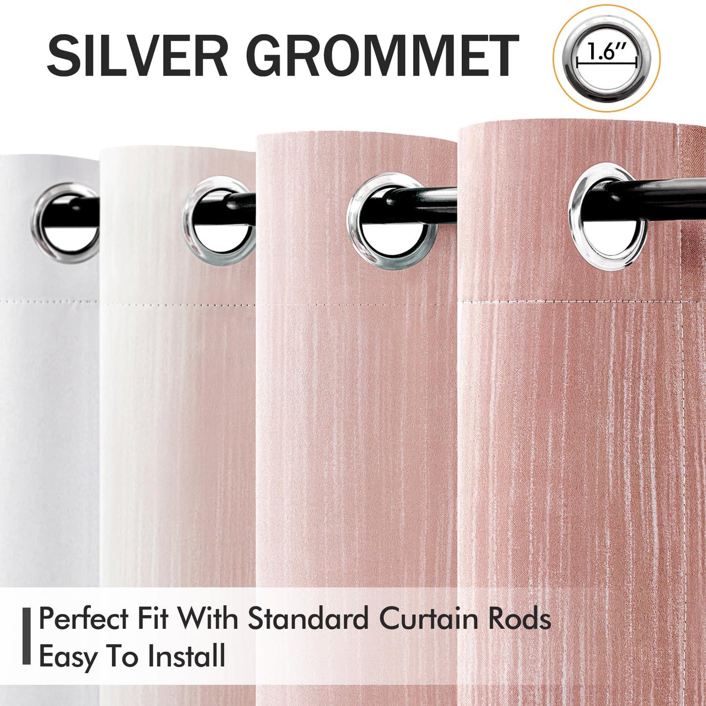 MIULEE Pink and Greyish White Ombre Blackout Curtains, Full Room Darkening Thermal Insulated 84 Inches Long Drapes for Bedroom/Living Room Grommet Window Treatments Modern 52Wx84L, Set of 2