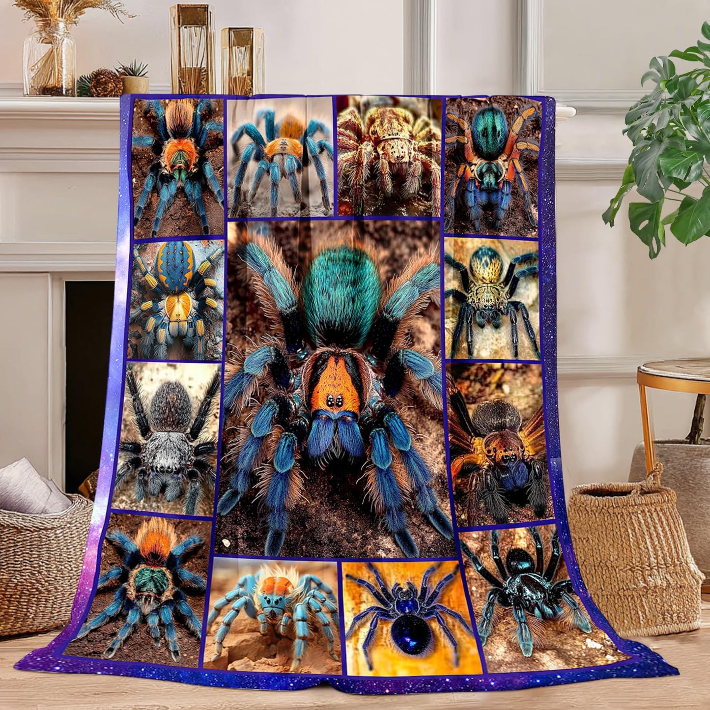 Spider Blanket Spider Decor Cozy Animal Throw Super Soft Plush Flannel Fleece Blanket Gift for Kids Adults Men Women Ultra Warm & Lightweight Flannel, 50"X40"