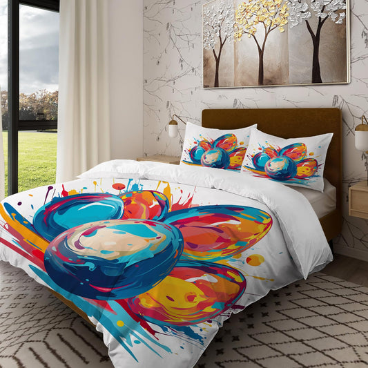 Batmerry Easter Eggs Colorful Splash King Size 100% Cotton Duvet Cover Sets, Colorful Egg Art Bedding Set with Zipper Closure Corner Ties, 3 Pieces (1 Cover + 2 Pillowcases No Comforter)