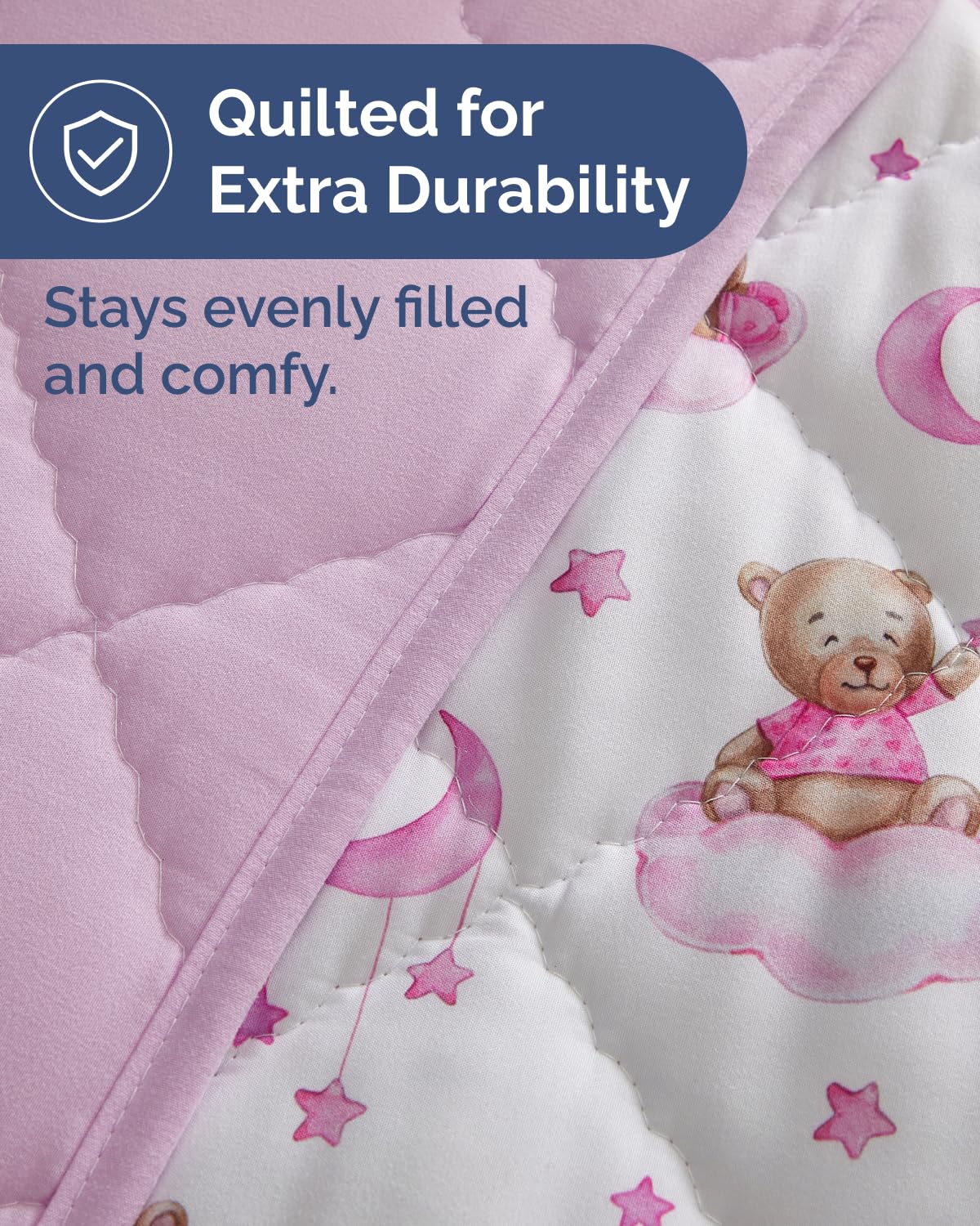 Bear Toddler Comforter - Down Alternative Toddler Microfiber Comforter - Lightweight & Warm Baby Quilt Blanket - Soft & Breathable - Kids Duvet Insert for Crib & Stroller - Machine Washable - 39x47