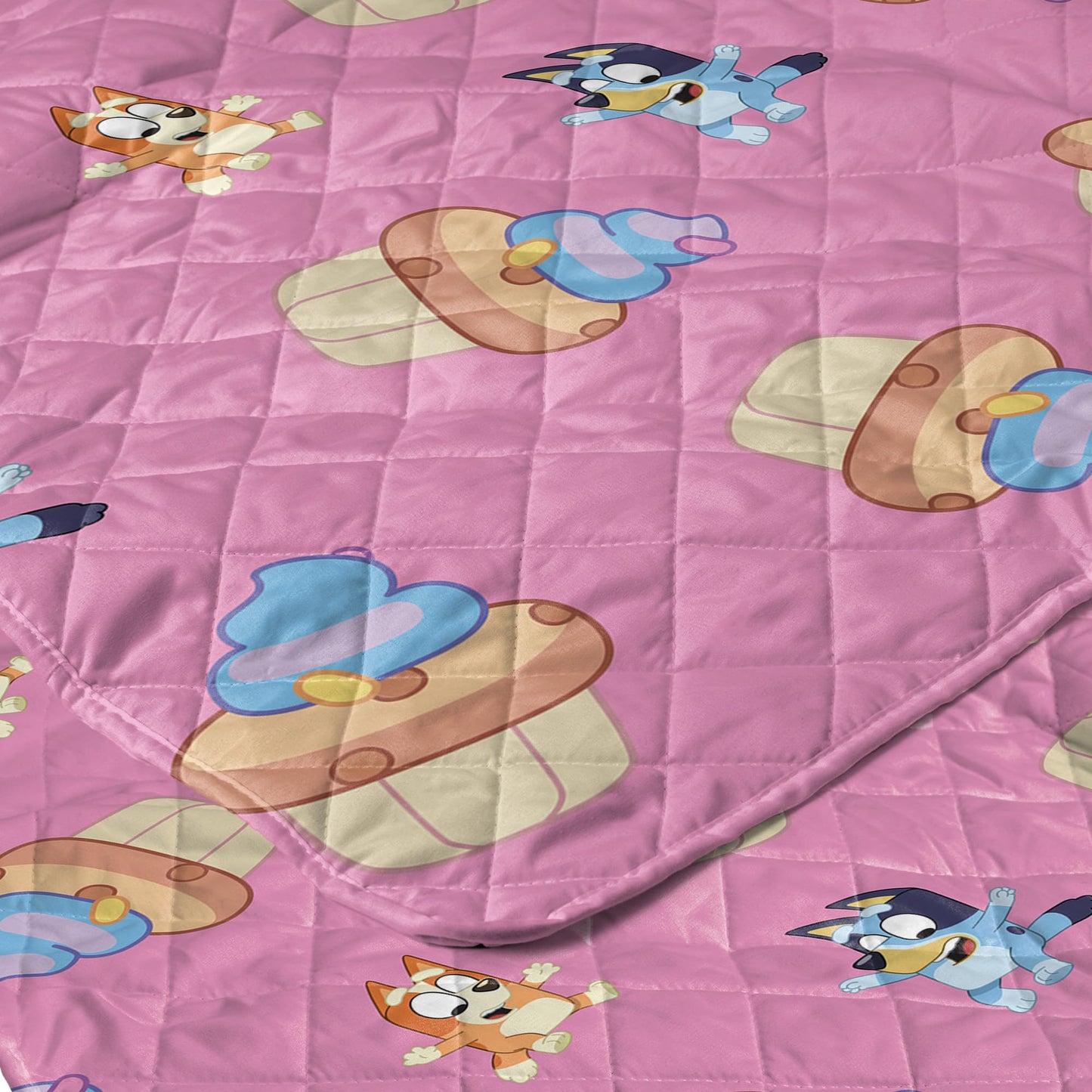 Northwest Bluey Cupcake Stars Quilted Reversible Throw Blanket – Official BlueyThrow Blanket, for Any Kid - Bed, Couch, or Playroom, 60 x 80 Inches