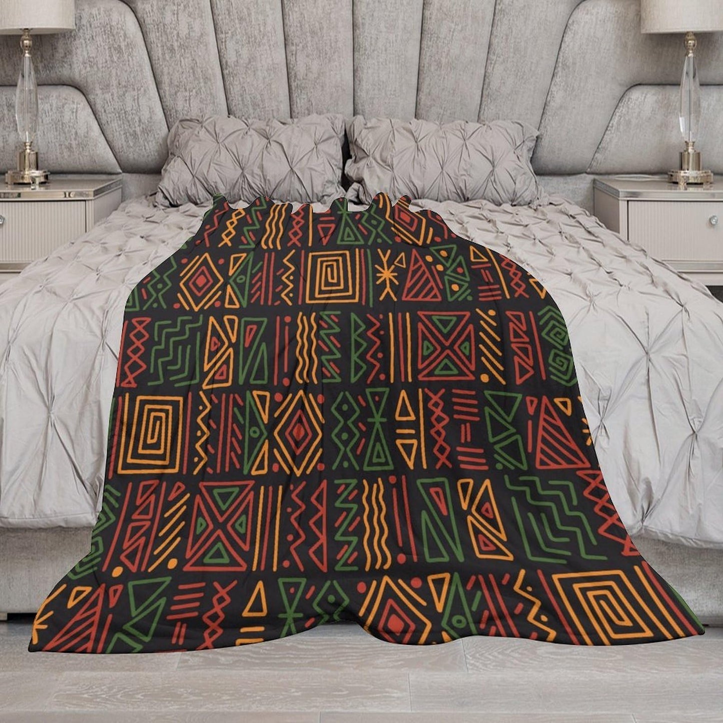 ZhiRain African Tribal Throw Blanket African Juneteenth Ethnic Style Blankets for Sofa Bed Couch Chair Or Dorm 50"x60"