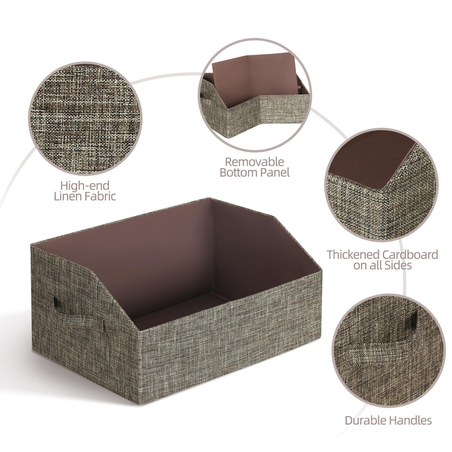 ORGMASTER Closet Organizer Bins, Fabric Storage Bins Foldable Storage Box Shelf Baskets Container Trapezoid Storage Bin for Organizing Home Office Shelves Wardrobe RV, 4 Pack, Brown