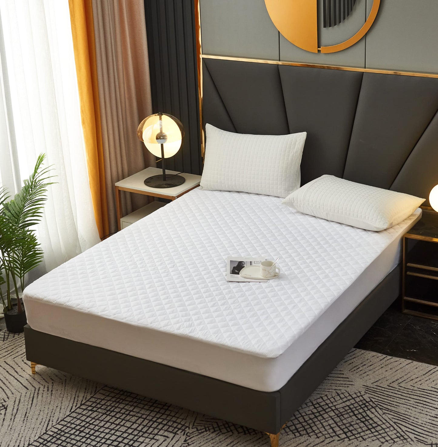 Elif Queen Size Mattress Protector, Waterproof, Quilted Cover Pad, Cooling, Soft, Comfortable, Deep Pocket, Breathable (Queen)