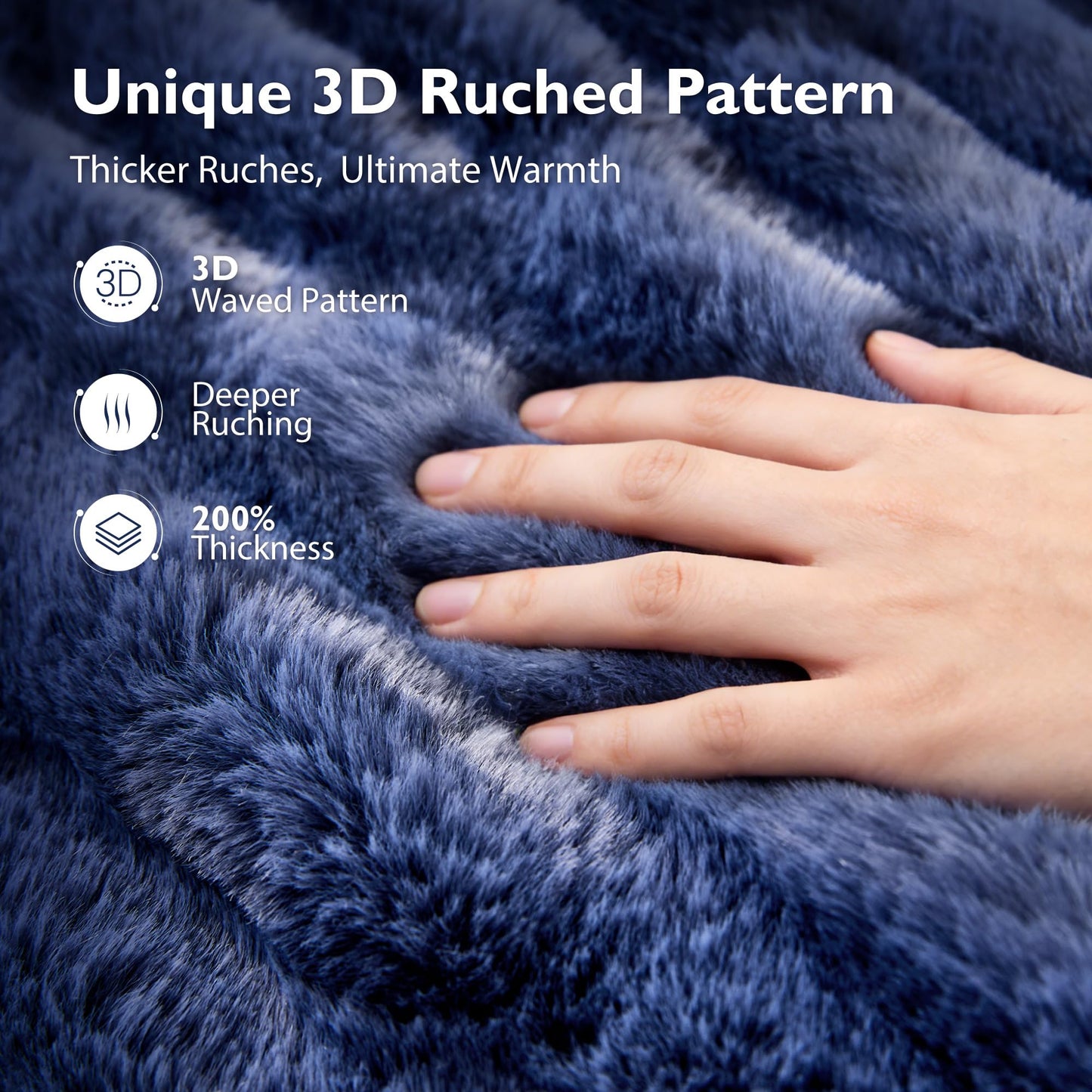 ALPHA HOME Blanket Soft Throw Blanket, Lightweight Fluffy Throw Blanket Throw Size, Luxury Home Decor Throw Blankets for Couch, Sofa, Bed, Blue