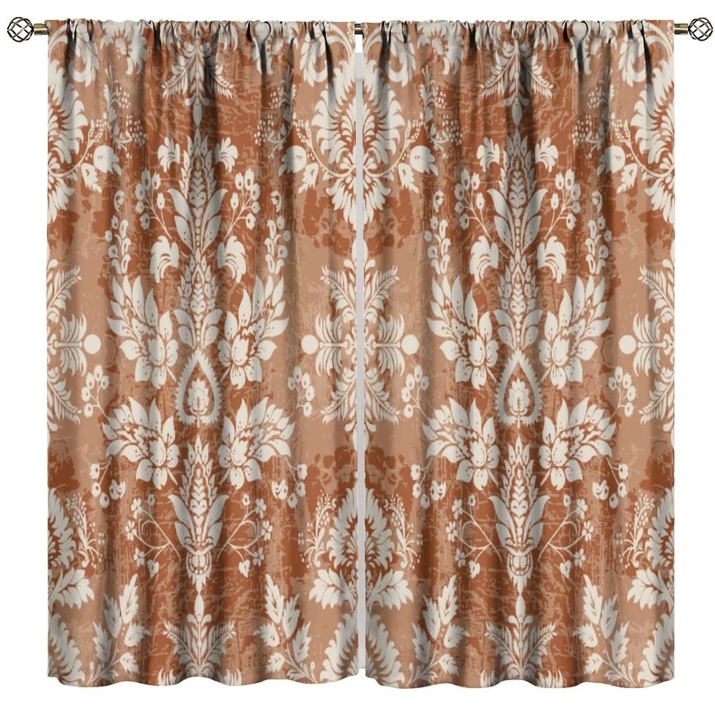 Nanacur Abstract Damask Curtains, Floral Paisley Geometric Ethnic Pattern Aztec Style Window Drapes, for Kitchen Living Room Bedroom 42" W X 45" L (Decorative)