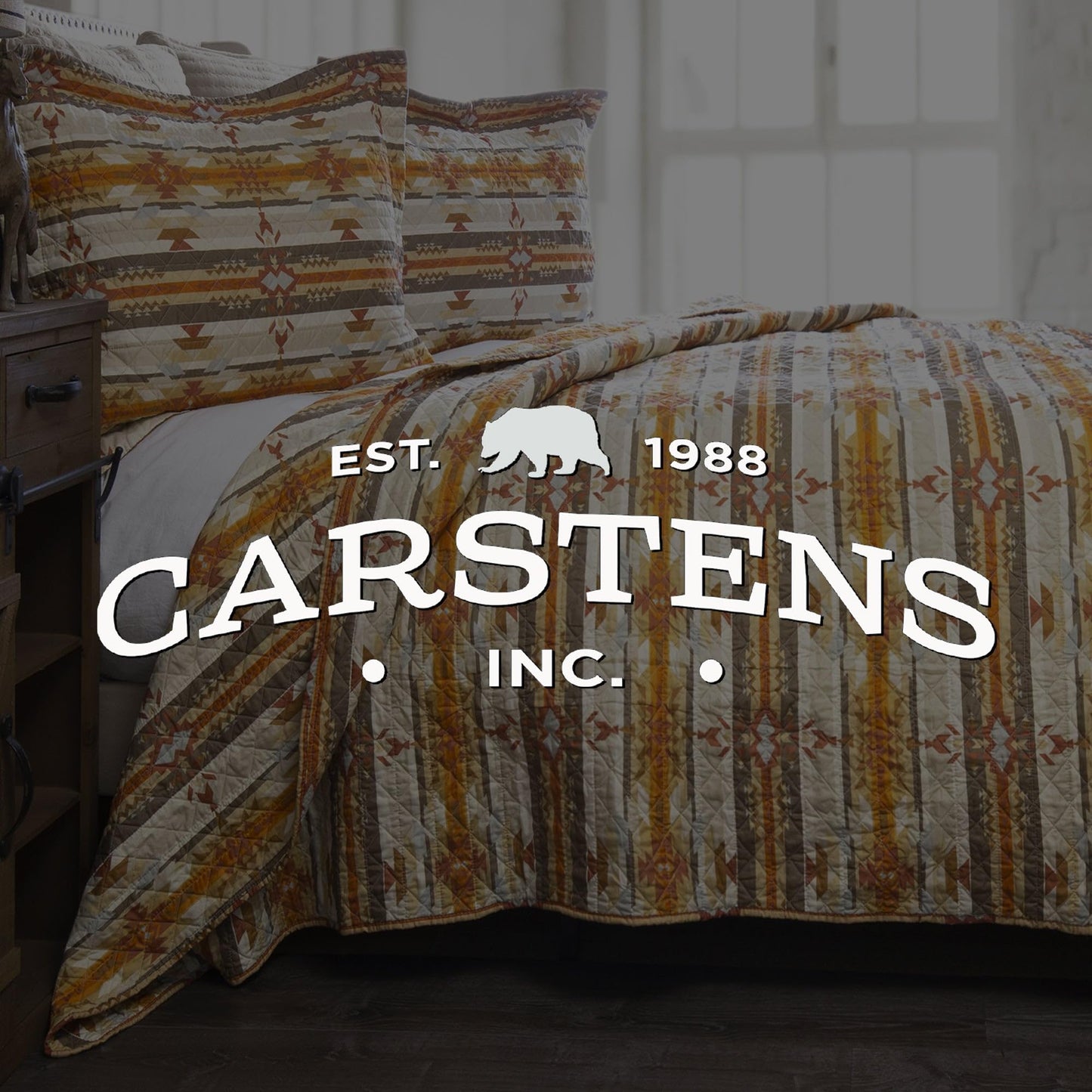 Carstens Western Aztec Country Bedding Set, Southwestern 3-Piece Microfiber Quilt Set, Wrangler Western Amarillo Sunset, King
