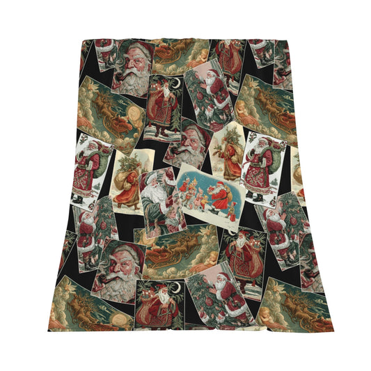 Vintage Santa Claus Flannel Throw Blanket Soft Cozy Blanket for Living Room Couch Sofa Bed 50 x 60 Inches