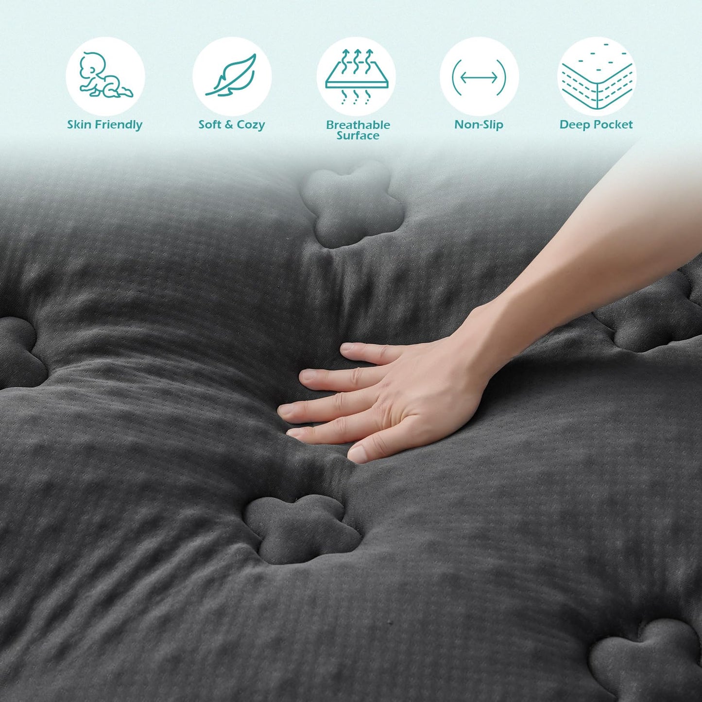 Hansleep Twin XL Mattress Pad Topper College Dorm Memory Foam, Twin XL Foam Mattress Topper Viscose Derived from Bamboo, Twin XL Size Bed Mattress Pad Cover for Back Pain Relief, 39" x 80", Charcoal