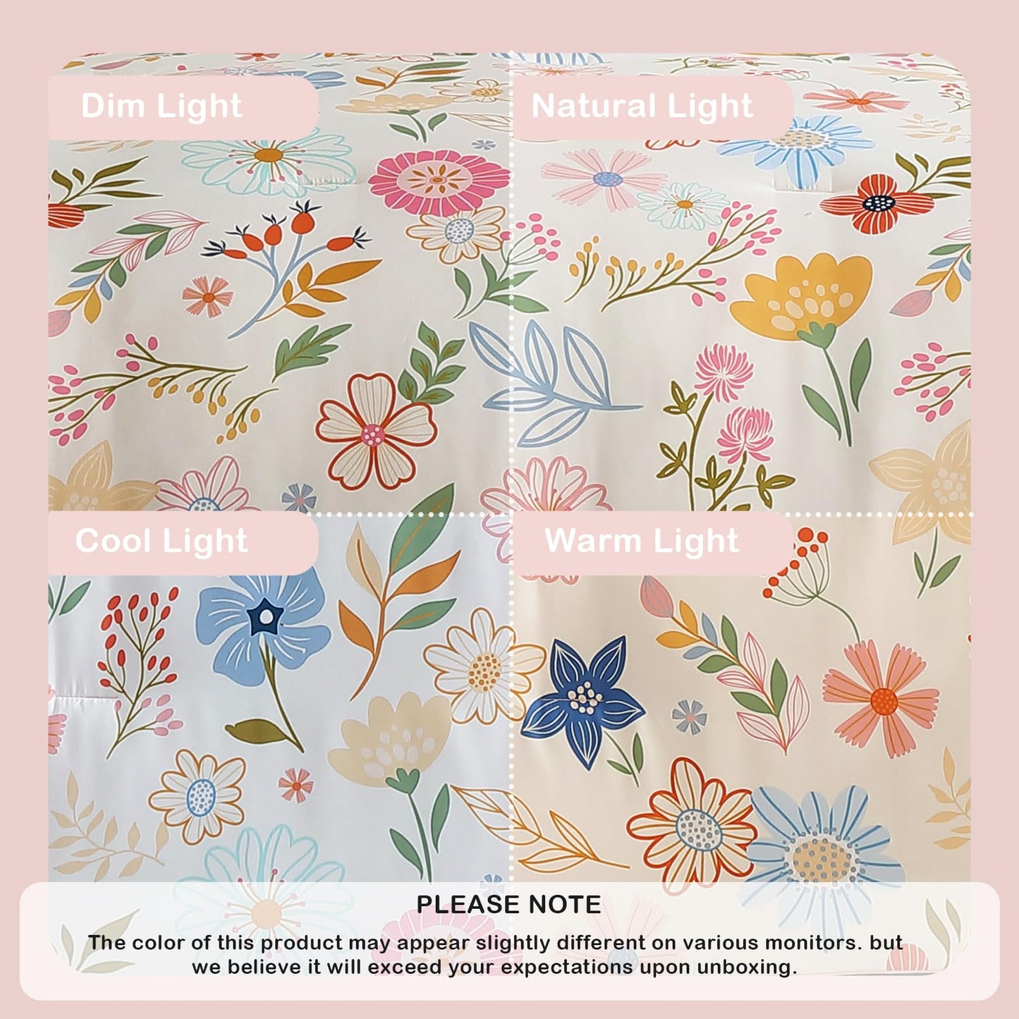 Kaleido Space Twin Comforter Set for Girls Kids - 5 Pieces Pastel Garden Patterns Twin Bedding Sets for Girls Teen, Soft Cozy Bed in A Bag with Sheets
