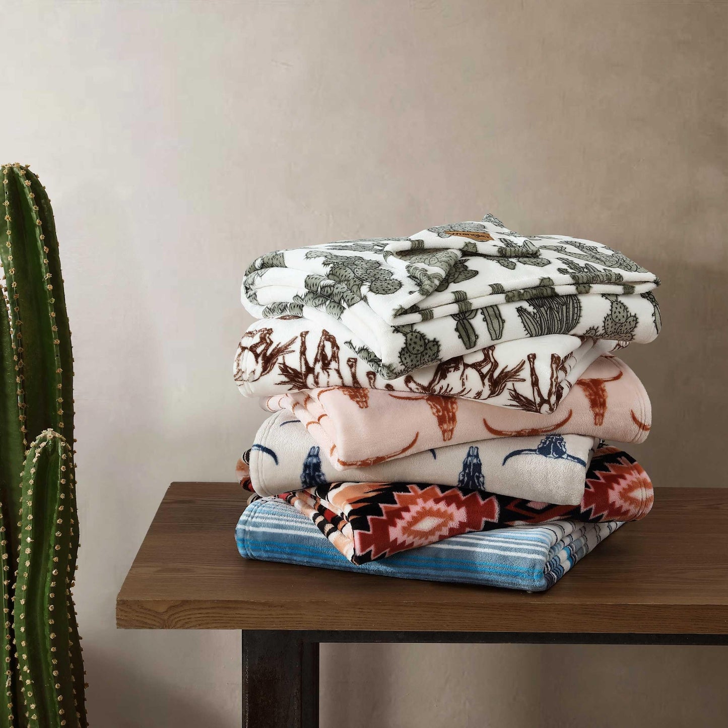 Wrangler - Blanket, Super Soft Plush Bedding, Yellowstone Inspired Throw Blanket for Couch or Bed (Cactus Garden Green, 50' x 70')