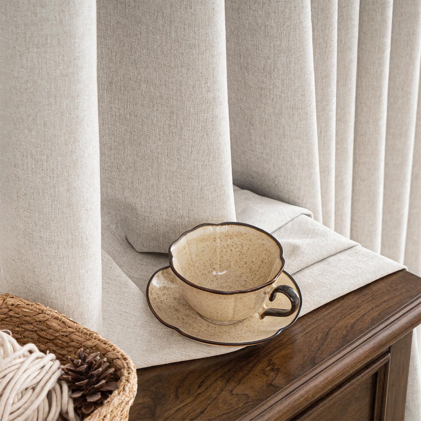 HushLoom 100% Blackout Curtains for Bedroom, Luxury Chenille Thermal Insulated Drapes for Living Room, Energy Saving Room Darkening 84 Inch Long Curtains, Grommet Top, 2 Panels, 52" W x 84" L, Beige