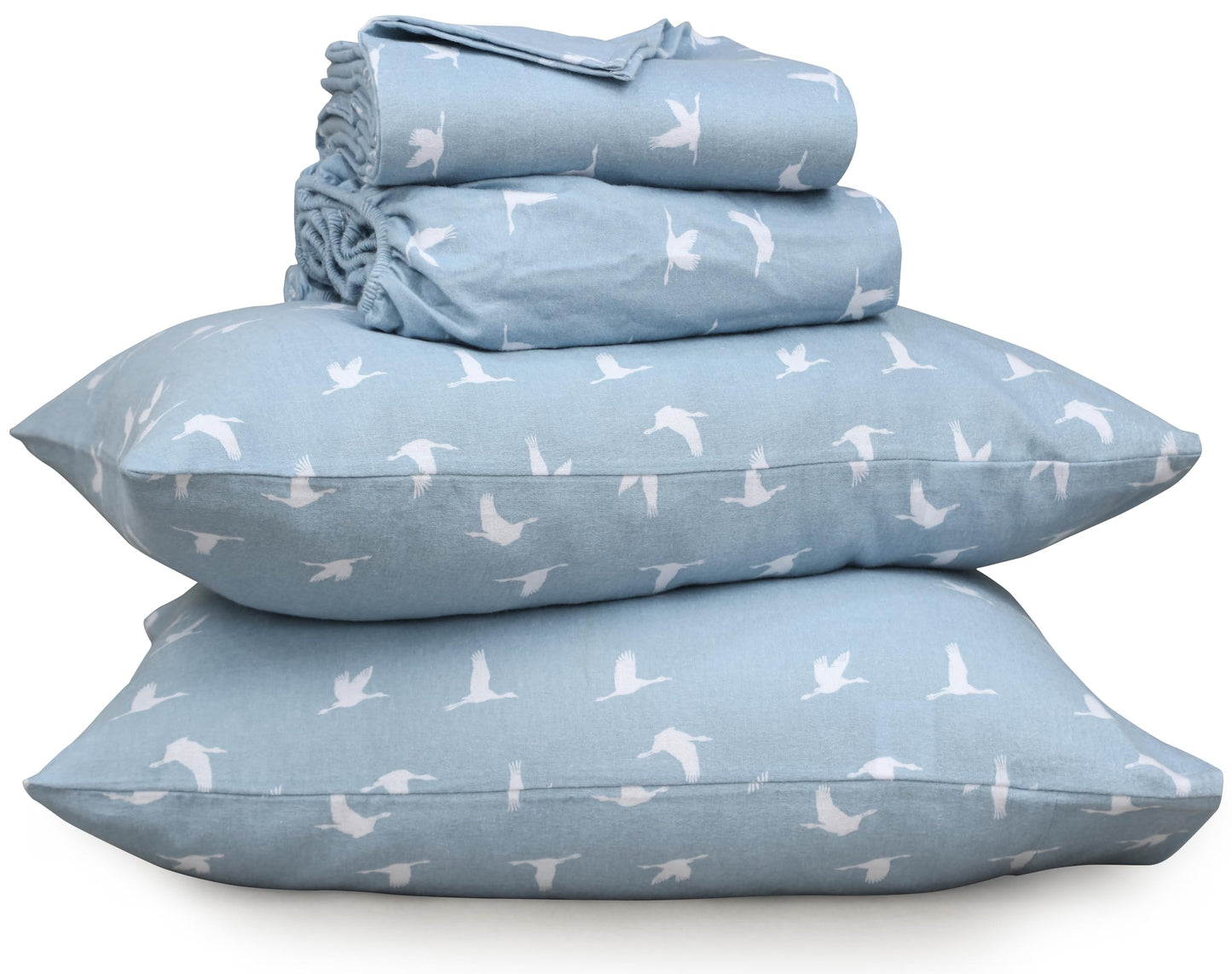 RUVANTI Flannel Sheets Queen Size - 100% Cotton Double Brushed Bed Sheets, Deep Pockets 16 Inches Queen Sheet Set, All Seasons Breathable & Extra Soft - Warm & Cozy, 4 Piece, We Fly