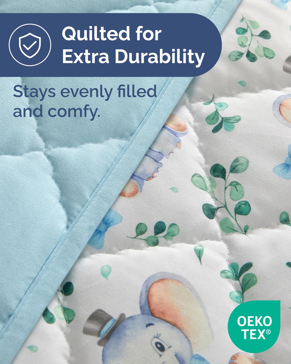 Elephant Toddler Comforter - Down Alternative Toddler Microfiber Comforter - Lightweight & Warm Baby Quilt Blanket - Soft & Breathable - Kids Duvet Insert for Crib, Stroller - Machine Washable - 39x47