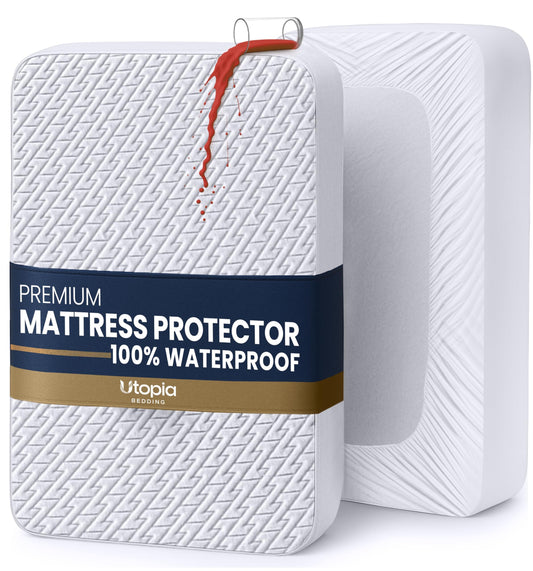 Utopia Bedding Waterproof Mattress Protector Full Size, Premium 3D Air Soft Fabric Mattress Cover, Fits 15 Inches Deep, Breathable, Fitted Style with Stretchable Pockets