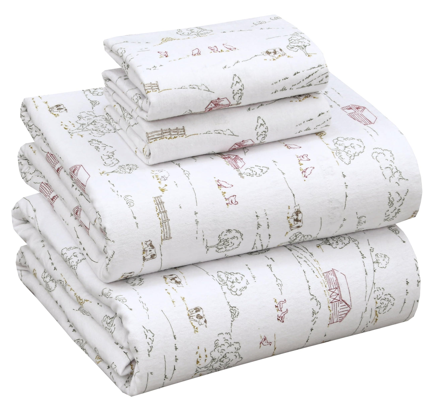 RUVANTI Flannel Sheets Queen Size - 100% Cotton Double Brushed Bed Sheets, Deep Pockets 16 Inches Queen Sheet Set, All Seasons Breathable & Extra Soft - Warm & Cozy, 4 Piece, Rustic Homestead