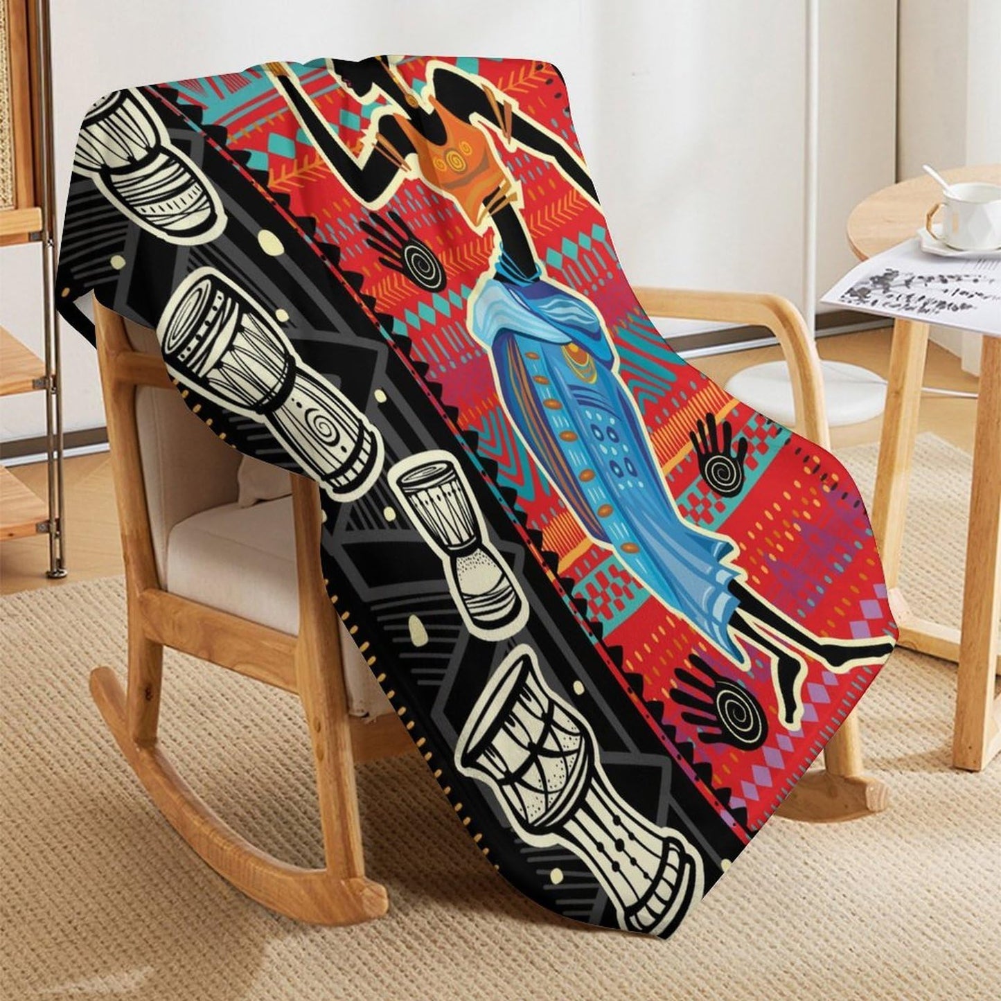 ZhiRain African Throw Blanket Black Woman Ancient Tribal Ethnic Bohemian Blanket for Sofa Bed Couch Chair Or Dorm 50"x60"