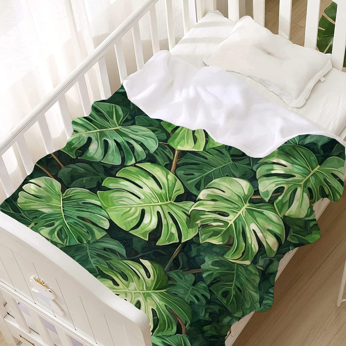 Tropical Plant Palm Leaves Blanket Soft Cozy Throw Lightweight Microplush Blankets for Couch Bed Sofa All Season Warm-50 in x 40 in Small for Kids