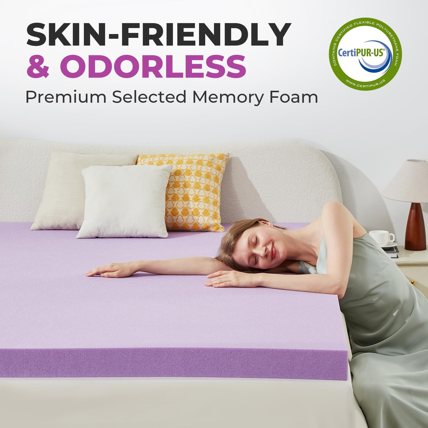 BDEUS 2 Inch Gel Memory Foam Mattress Topper Ventilated Soft Pressure Relieve Mattress Pad, Breathable Bed Topper, CertiPUR-US Certified, Twin Size