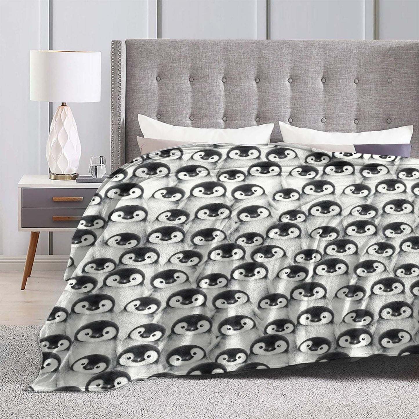 Penguin Throw Blanket Soft Cozy Plush Warm Fleece Blanket for Sofa Couch Bed 60"X50"