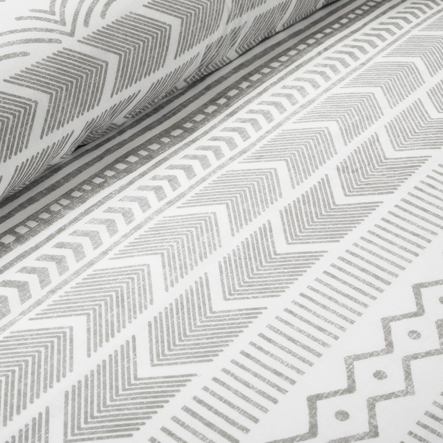 Lush Decor Hygge Geo Reversible 3 Piece Cotton Duvet Set, Full/Queen, Gray & White