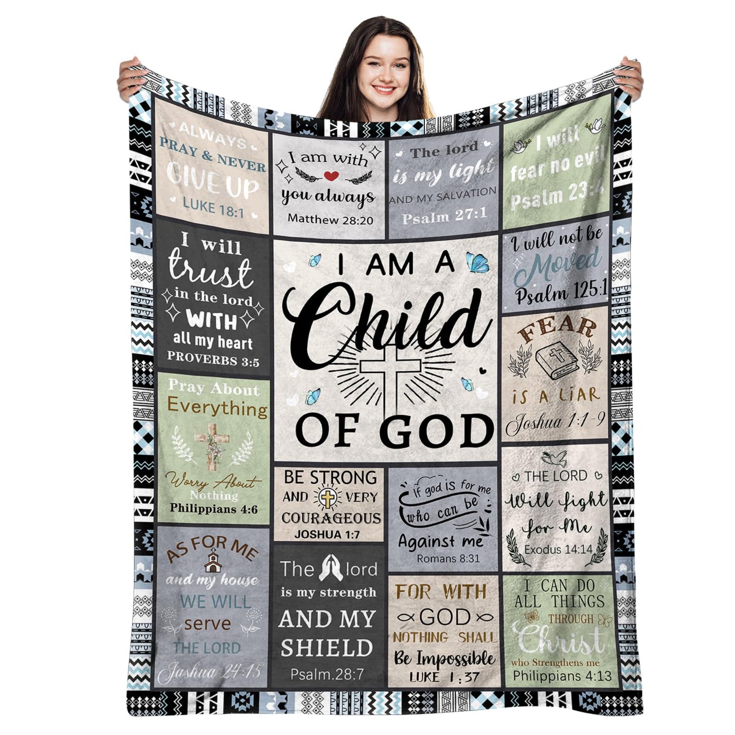 CIUGOIG Christian Gifts for Women & Men - 50"X60" I Am a Child of God Blankets - Inspirational Religious Birthday Catholic Spiritual Gifts Faith Based Gift - Christian Throws