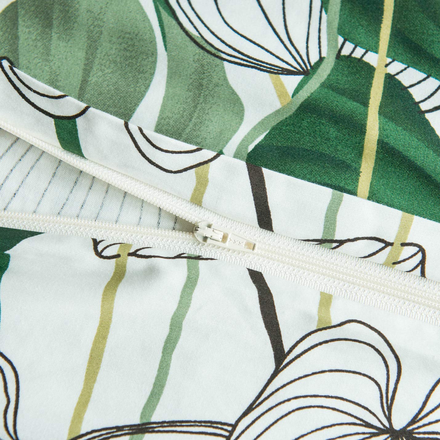 YuHeGuoJi Tropical Green Duvet Cover Queen 100% Cotton Coastal Monstera Leaves Duvet Cover 3 Pcs Set 1 Hawaiian Botanical Duvet Cover with Zipper Ties 2 Pillowcases Plant Print Bedding Set Soft