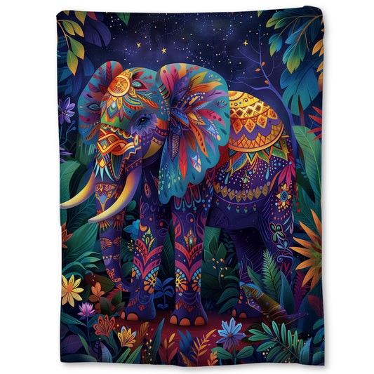 Ti Caldi Colorful Elephant Blanket, Soft Flannel Throw Blanket for Couch, Bed, Travel, Living Room & Home Decor, Lightweight Cozy Warm Fuzzy Blankets for Adults Women Men Kids 60×50 in