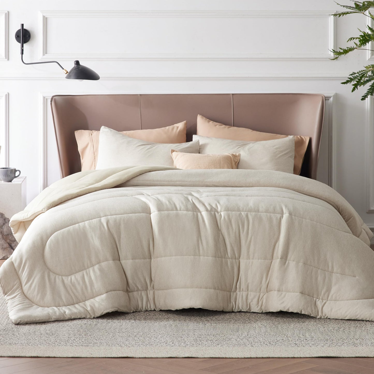 Bedsure California King Comforter Set - Cooling and Warm Bed Set, Linen Reversible Bedding for All Season, 3 Pieces, 1 California King Size Comforter (104"x96") and 2 Pillow Cases (20"x36")